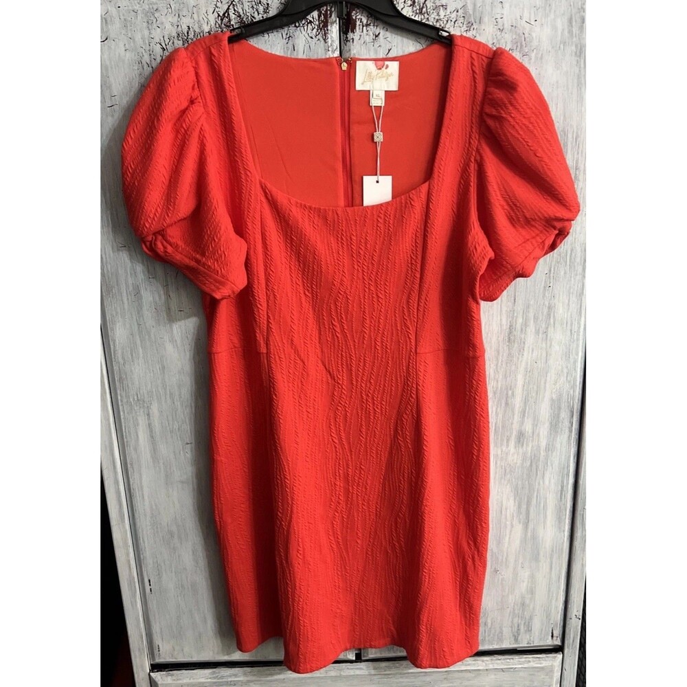 Lilly Pulitzer puff sleeve knee dress BoHo cottage core preppy Xl NWT